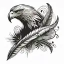 eagle feather and music notes floating tattoo design idea