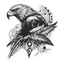 eagle feather and music notes floating tattoo design idea