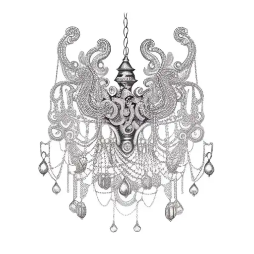  gypsy chain garter chandelier tattoo design idea