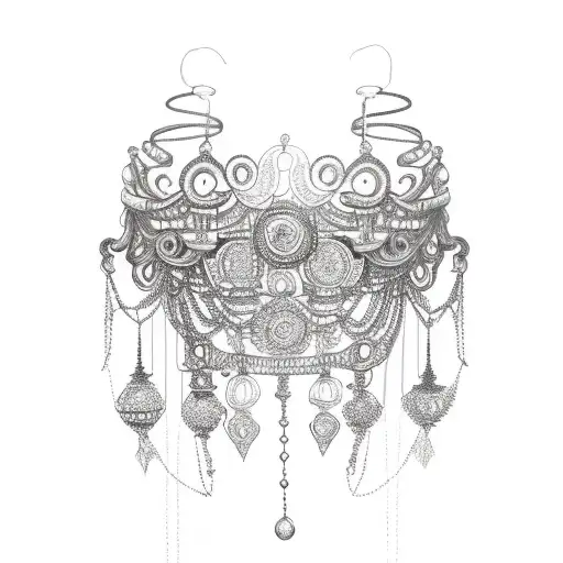  gypsy chain garter chandelier tattoo design idea