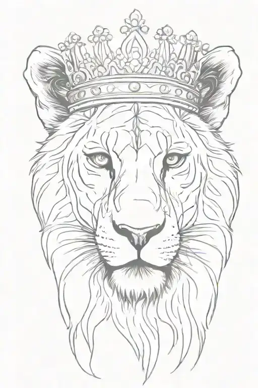 lioness wearing a crown tattoo design idea