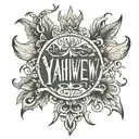Yahweh written with the names tattoo design idea