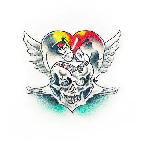legends Never Die n a heart tattoo design idea