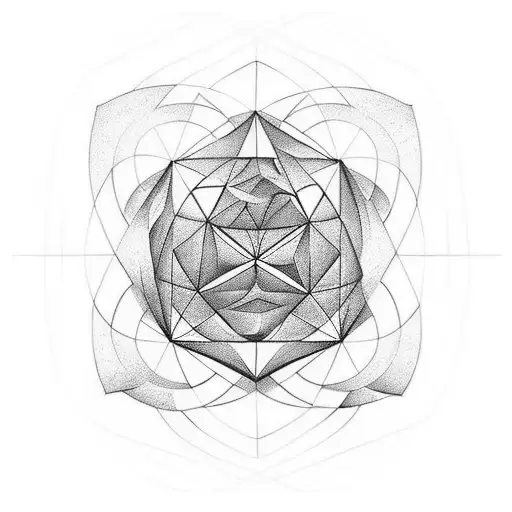 chest tattoo, tesseract cube in the center tattoo design idea