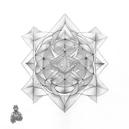chest tattoo, tesseract in the center tattoo design idea