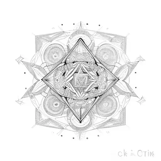 tesseract cube, vajra, octagram, transcendence, Ukrainian embroidery tattoo design idea