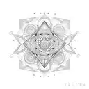 tesseract cube, vajra, octagram, transcendence, Ukrainian embroidery tattoo design idea