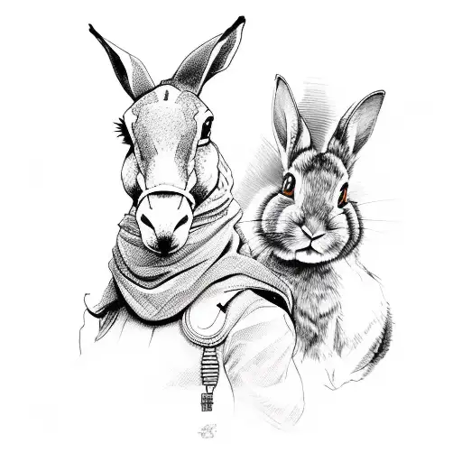 infinity with rabbit and horse tattoo design idea