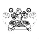 Motorcycle engine mixed with a video game controller tattoo design idea