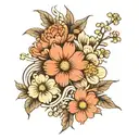 forearm tattoo design with cherry blossoms and gerberas tattoo design idea