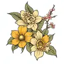 forearm tattoo design with cherry blossoms and gerberas tattoo design idea