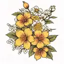 forearm tattoo design with cherry blossoms and gerberas tattoo design idea