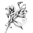 Calla lily with roses around tattoo design idea