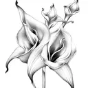 Calla lily with roses around tattoo design idea