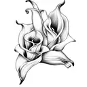 Calla lily with roses around tattoo design idea