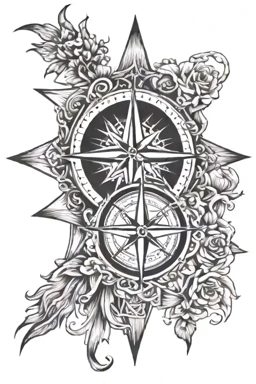 cross and compass intertwined tattoo design idea