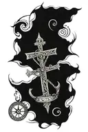 cross and compass surrounded tattoo design idea