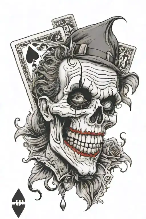 joker card with a skull instead of a face tattoo design idea