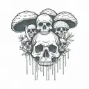 skull mushrooms inside representing tattoo design idea