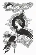 long live dame with clouds and sunshine and a heaven bird  tattoo design idea