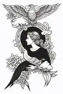 long live dame with clouds and sunshine and a heaven bird  tattoo design idea