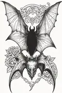 gothic style bat hanging upside tattoo design idea
