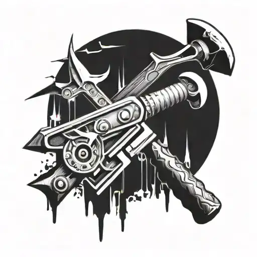 Incorporate carpentry tools like a hammer, saw, and chisel in a unique design tattoo design idea