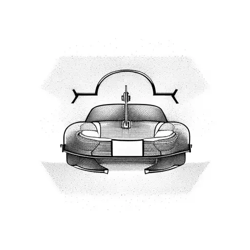 sports car racing through a military obstacle course tattoo design idea