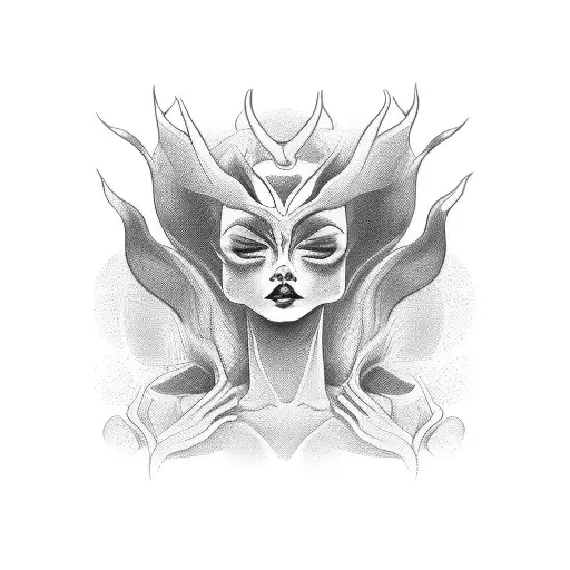 nude female devil tattoo design idea