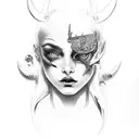 nude female devil tattoo design idea