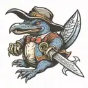 an MURderous PLATYPUs with an abaurdly large nutcher Knife and an evil grin  tattoo design idea