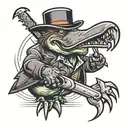 an MURderous PLATYPUs with an abaurdly large nutcher Knife and an evil grin  tattoo design idea