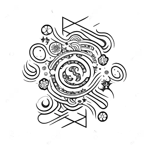 Galaxy-inspired metal music logo with floral accents tattoo design idea