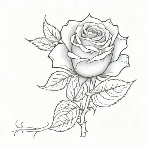 a rose blessed stem wrapped tattoo design idea