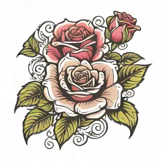 Rose with word blessed as stem rose tattoo design idea