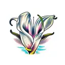 calla lily in mouth tattoo design idea