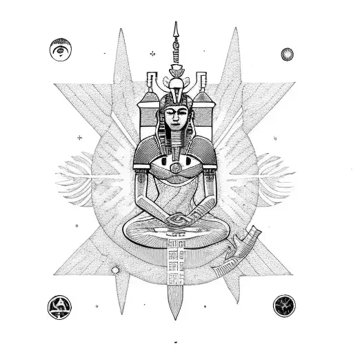 Empress tarot card, 3 cartoon astronauts, Egyptian ankh,mixed flowers, mixed cosmos, family, the words I AM, Taurus zodi tattoo design idea