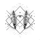 A pair of crossed bullet casings forming a heart shape tattoo design idea