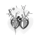 A pair of crossed bullet casings forming a heart shape tattoo design idea