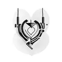 A pair of crossed bullet casings forming a heart shape tattoo design idea