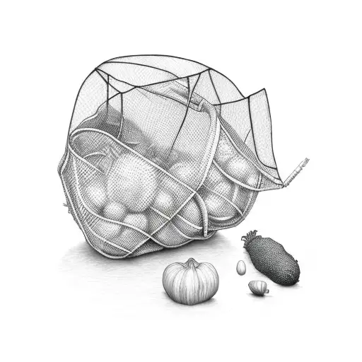 mesh vegetable bag tattoo design idea