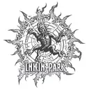 Linkin Park Hybrid Theory logo with feet on fire tattoo design idea