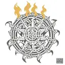 Linkin Park Hybrid Theory logo with feet on fire tattoo design idea