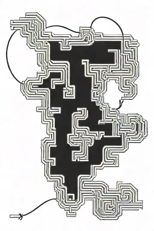 dark and tangled maze with a tangle of intertwined lines in the middle tattoo design idea