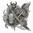 Samurai x viking tattoo design idea