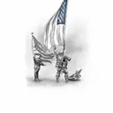 robin with american flag tattoo design idea