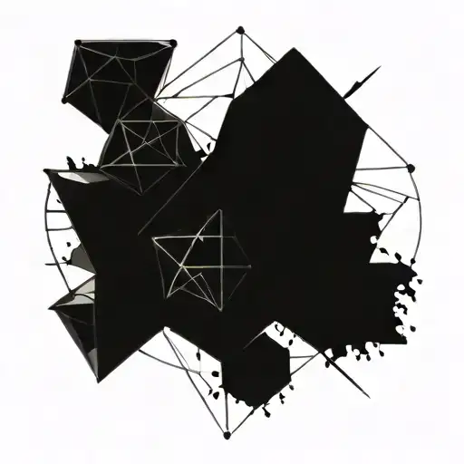 metatrons cube with  platonic solids tattoo design idea