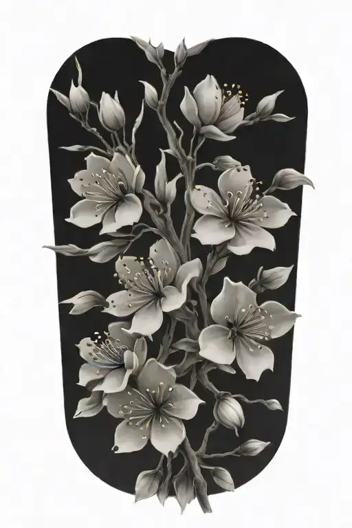 cherry blossom flowers tattoo design idea