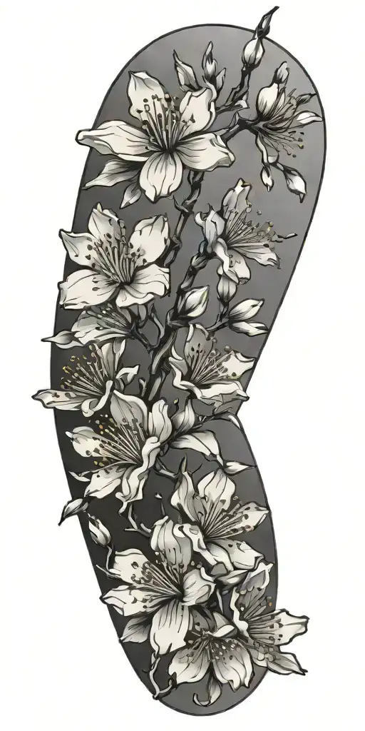 cherry blossom flowers tattoo design idea