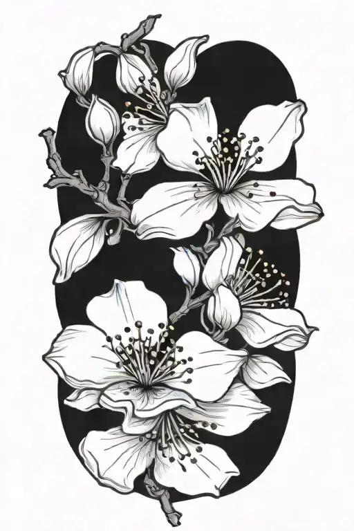 cherry blossom flowers tattoo design idea